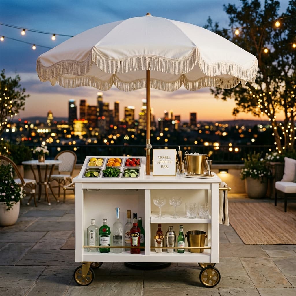 Preview of complimentary wedding beverage bar cart